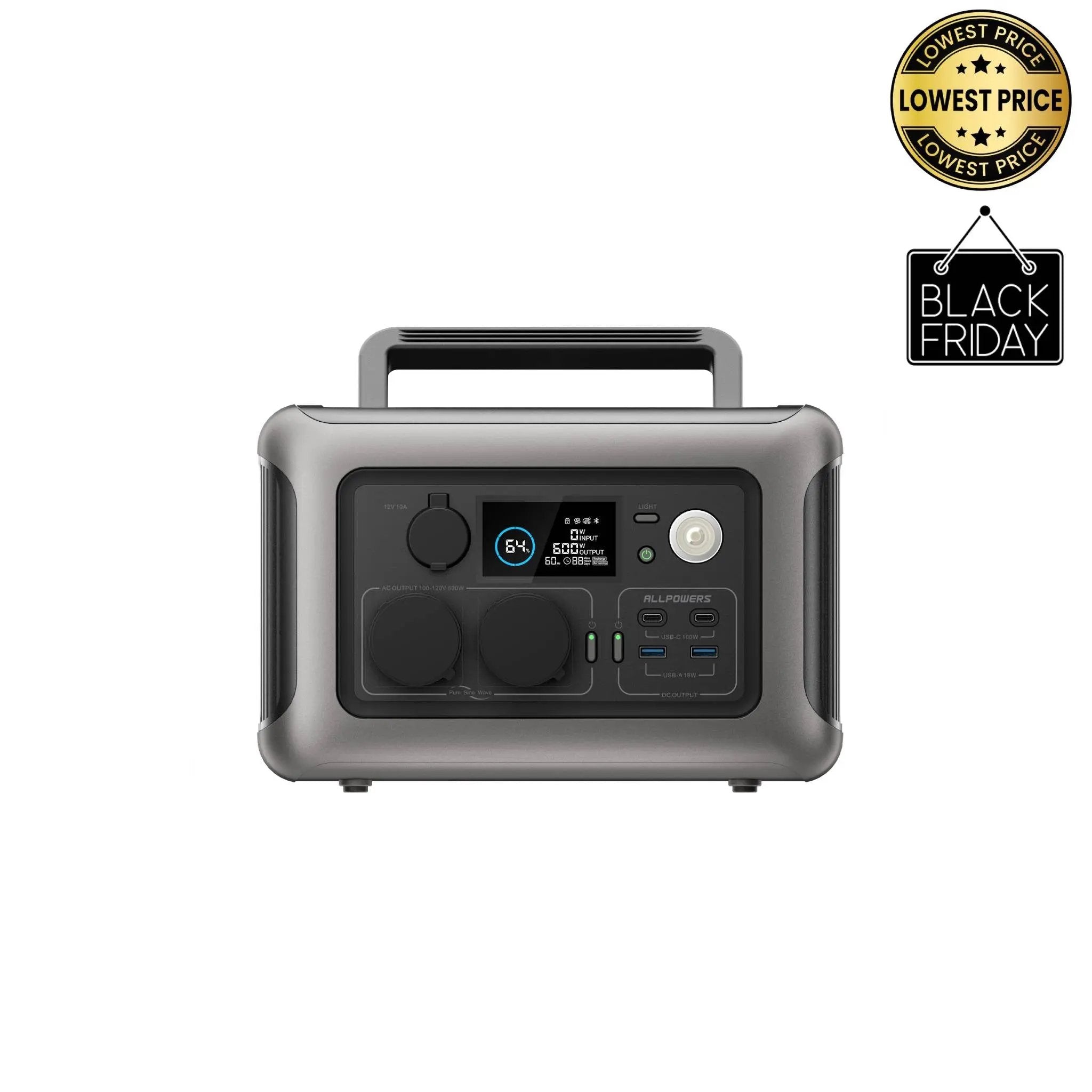 ALLPOWERS R600 Station électrique portable 600W 299Wh Batterie LiFeP04 ALLPOWERS
