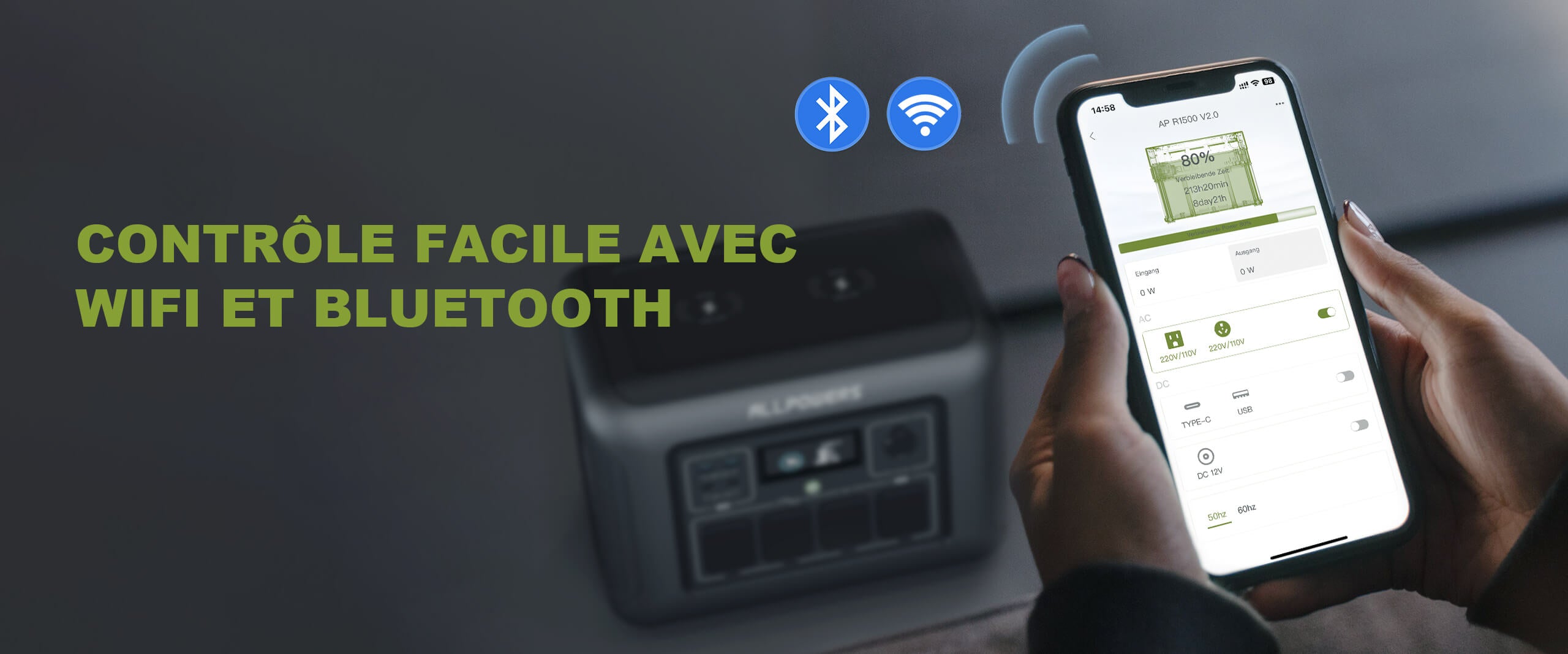 Fonction de contrôle intelligente Wifi et Bluetooth