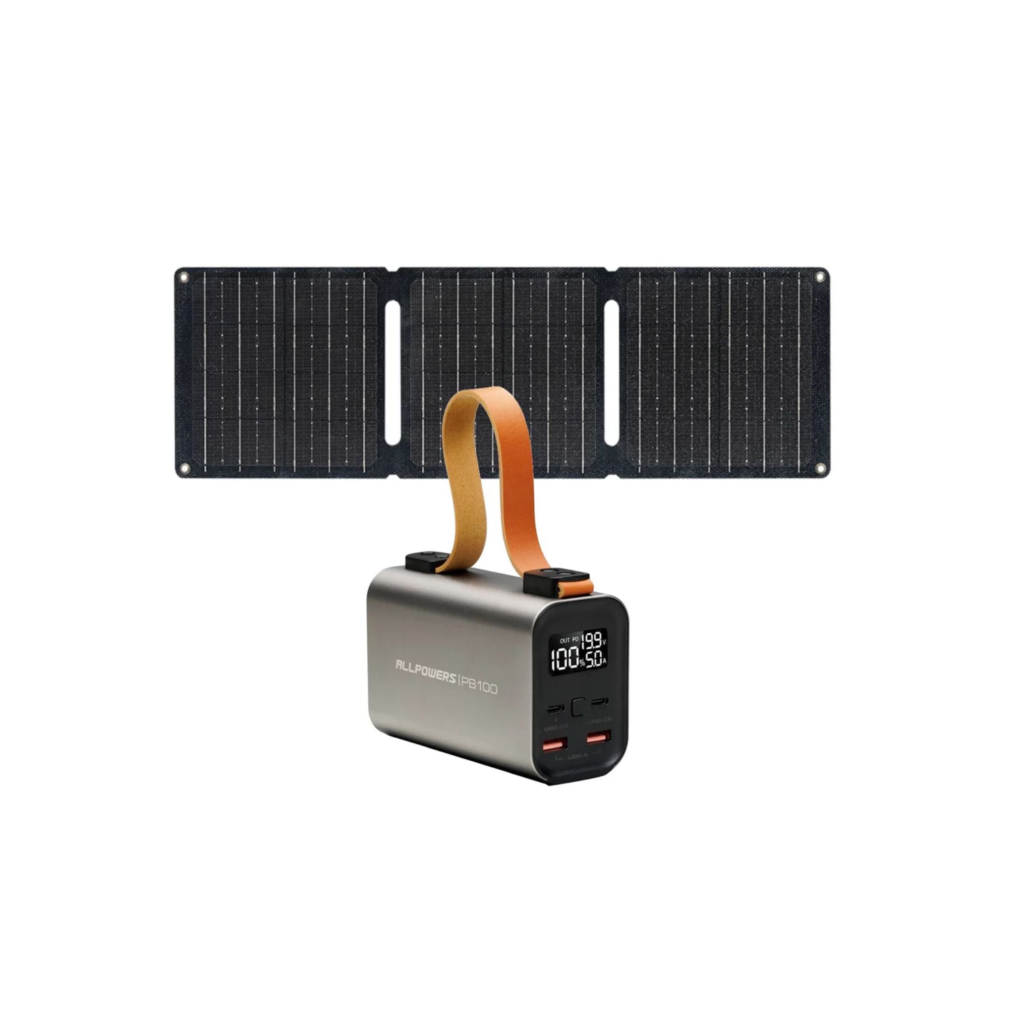 ALLPOWERS PB100 Batterie externe portable 100W 24000mAh avec panneau solaire SP001 5V 21W