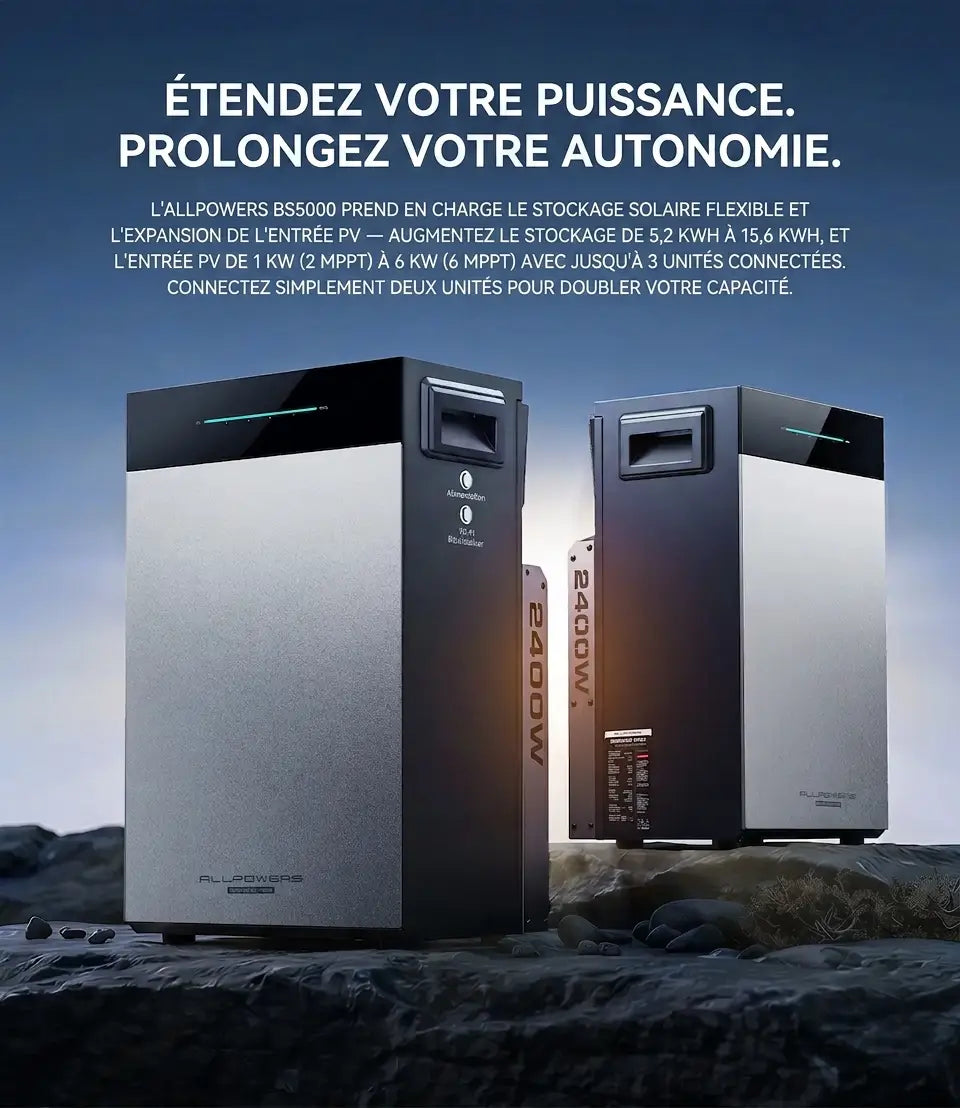 ALLPOWERS BS5000 PRO Système de Stockage Solaire Domestique Plug & Play | 2400W 5200Wh