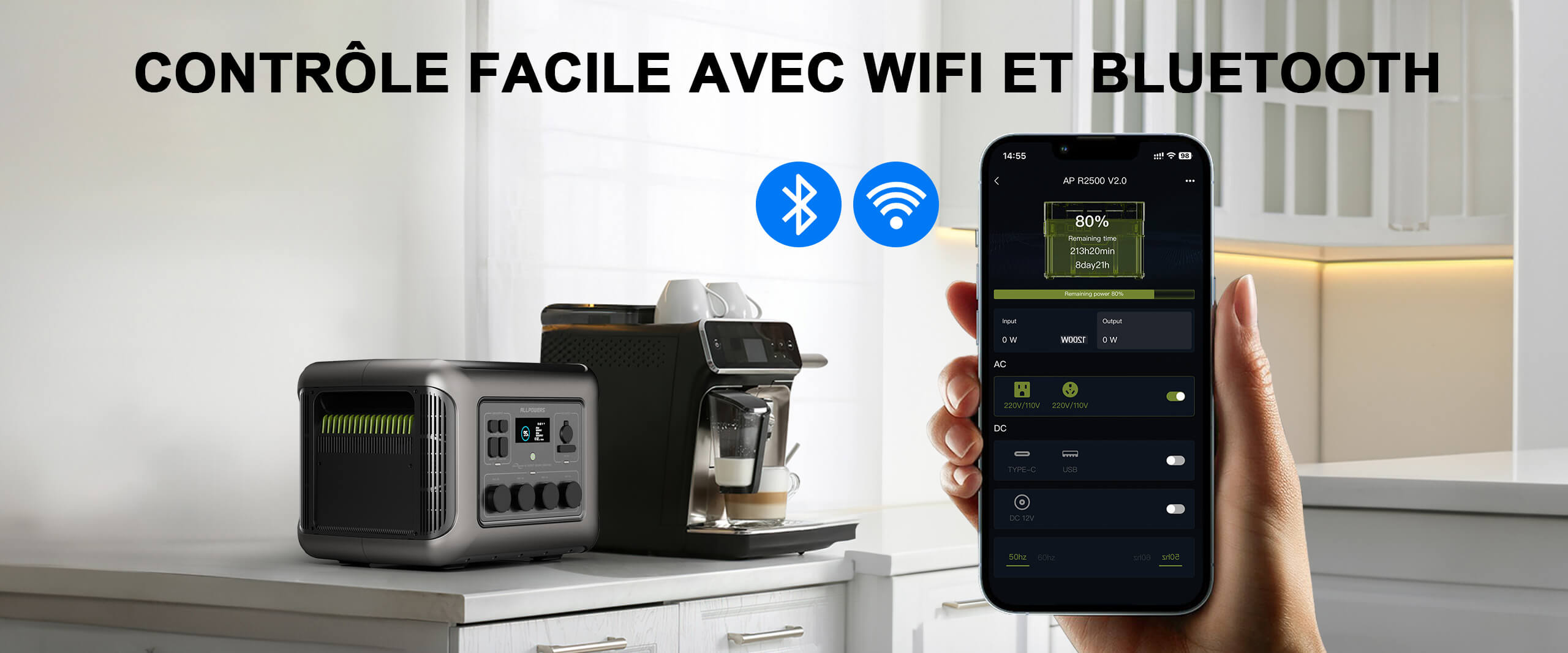 Fonction de contrôle intelligente Wifi et Bluetooth