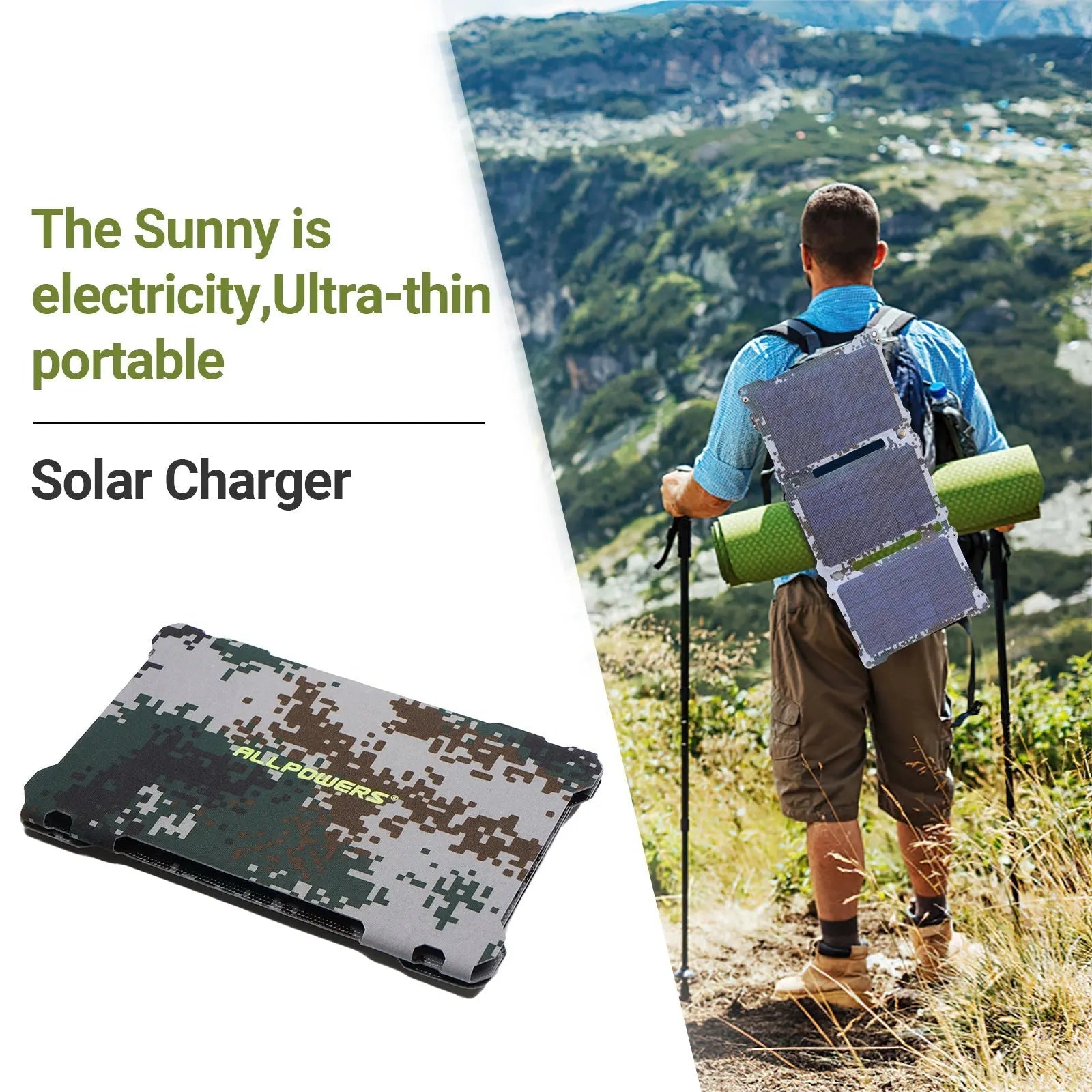 ALLPOWERS 5V 21W Panneau solaire camouflage ALLPOWERS