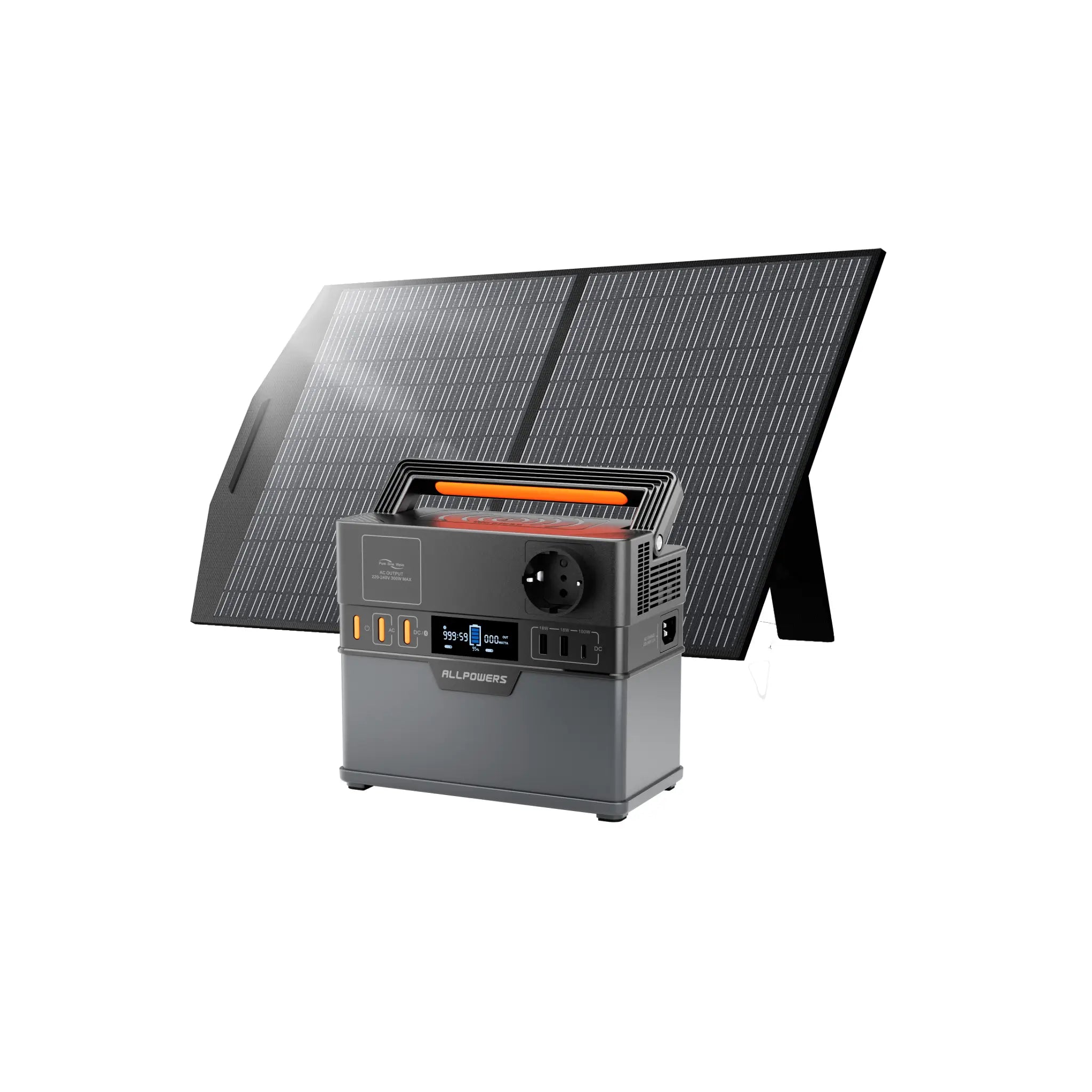 ALLPOWERS Générateur Solaire 300W (S300 Plus+ SP027 100W Panneau Solaire)