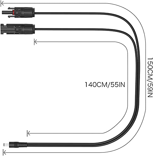 ALLPOWERS Câble d'extension solaire avec connecteurs 5521 (1,5 M 16AWG avec connecteurs solaire )