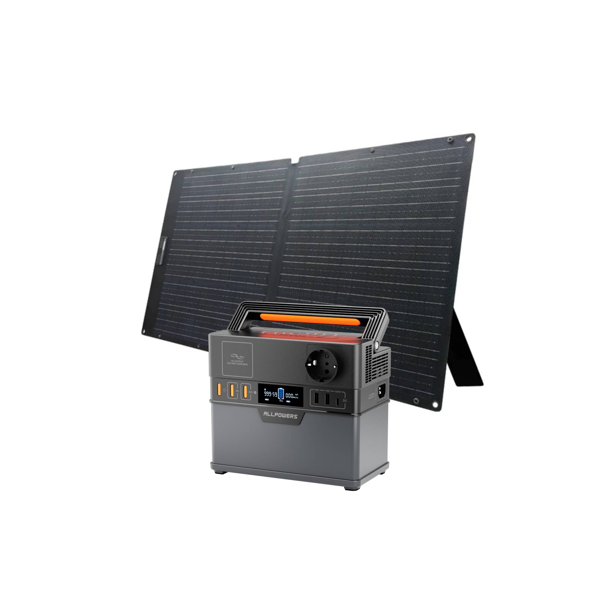 ALLPOWERS Générateur Solaire 300W (S300 Plus+ SOLAX SE100 100W Panneau Solaire)