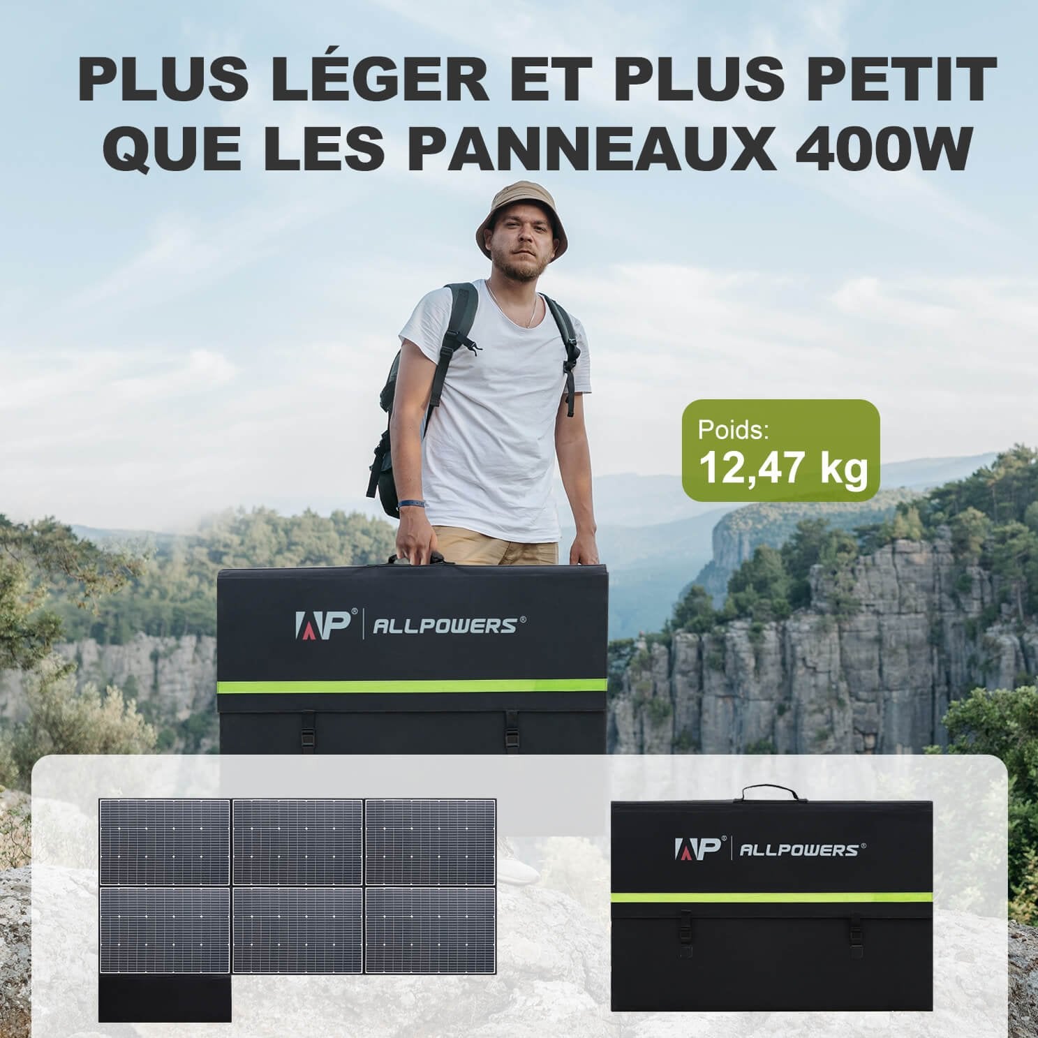 ALLPOWERS SP039 600W Panneau solaire portable monocristallin