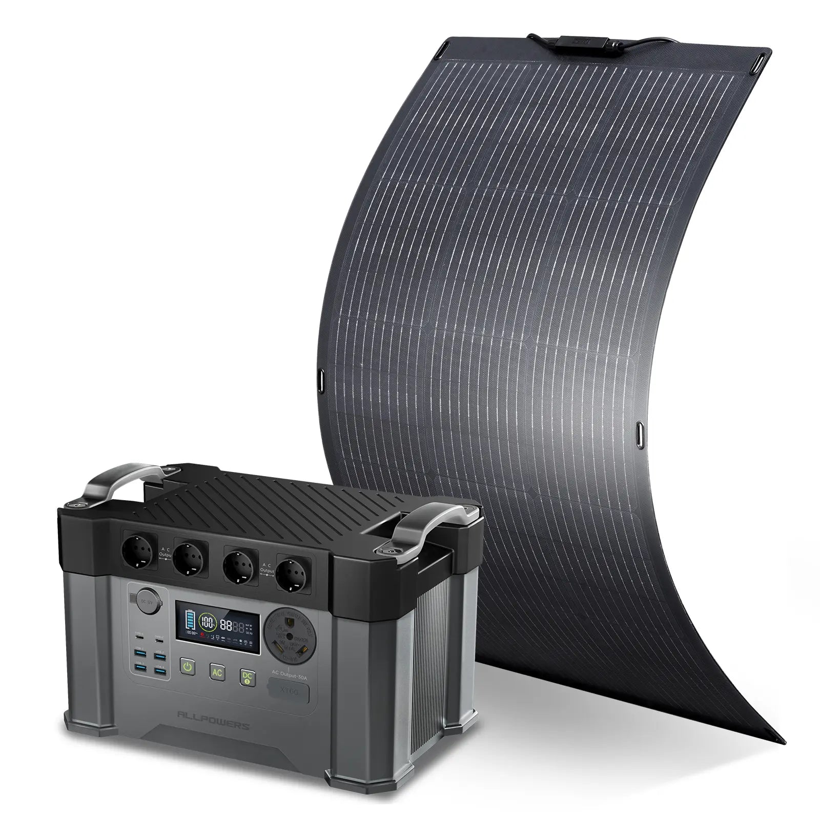 ALLPOWERS Kit Générateur Solaire 2400W (S2000 Pro + SF100 100W Panneau Solaire Flexible)