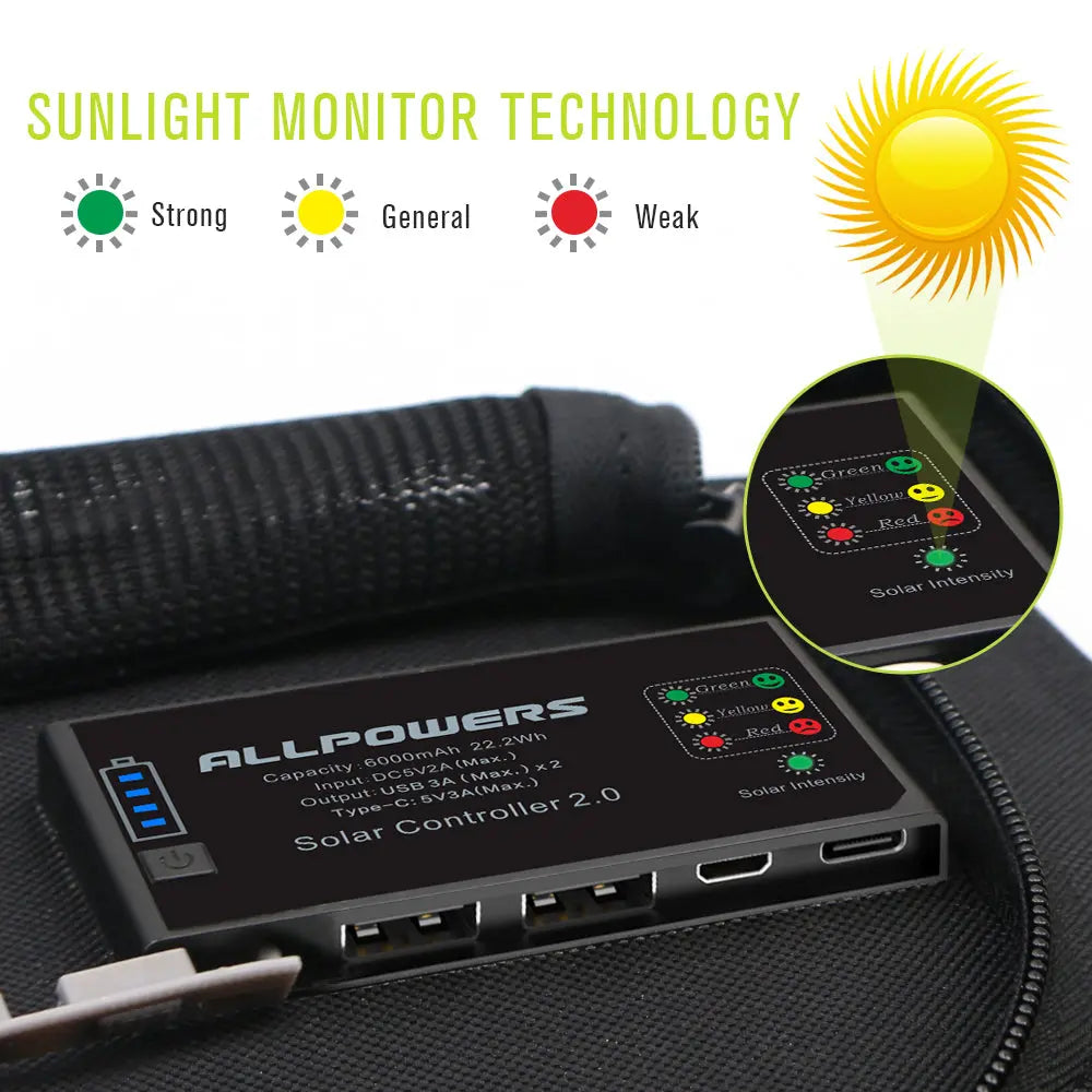ALLPOWERS SP002 Panneau solaire batterie 10000mAh intégrée 5V 21W ALLPOWERS