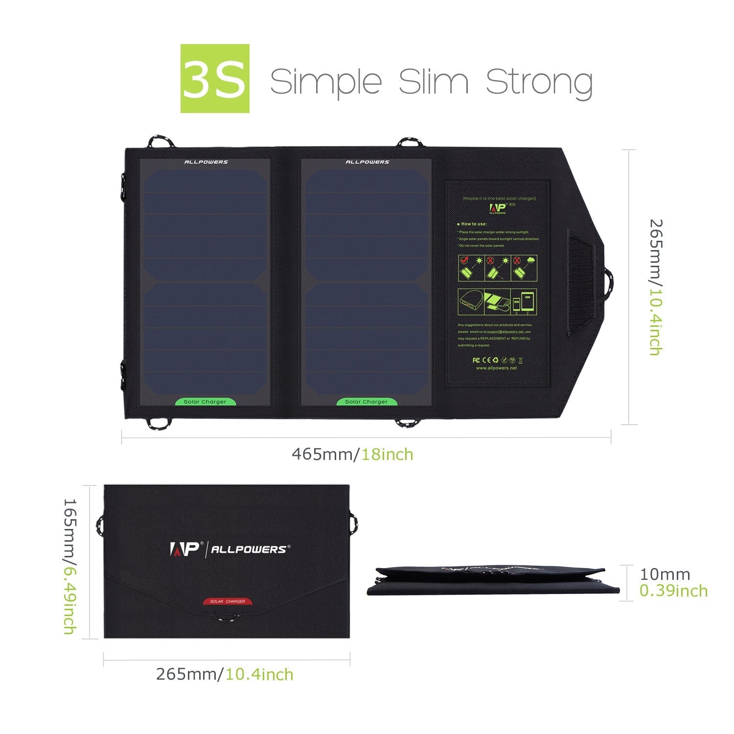 ALLPOWERS 5V 10W Panneau solaire